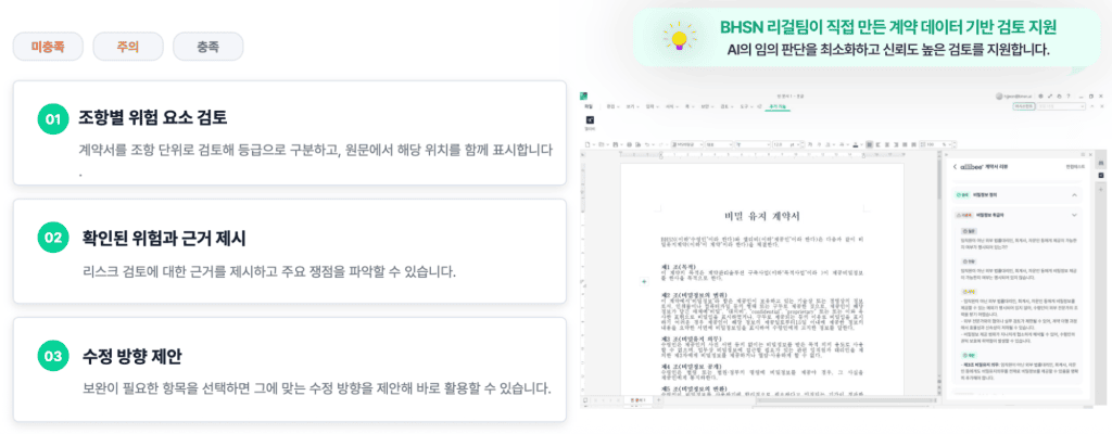 Allibee review feature introducing risk factor review by clause, provision of evidence, and suggestions for revision